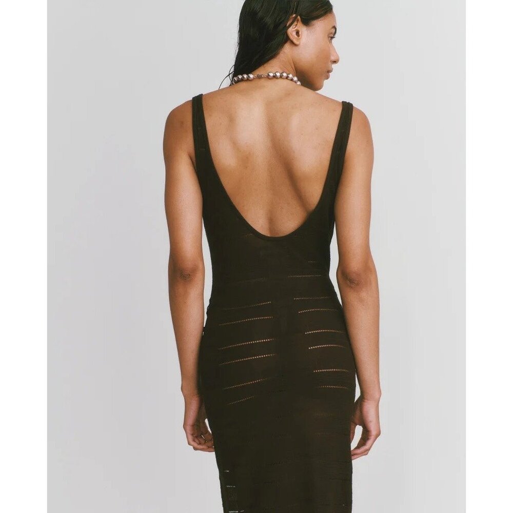 NAGNATA Seda Silk Check Dress in Chocolate - Picture 3 of 5